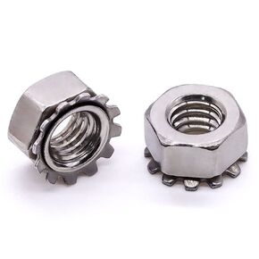 M3-0.5mm K-Lock Nuts, 304 Stainless Steel 18-8, Kep Lock Nuts with External Tooth Washer, 100 PCS