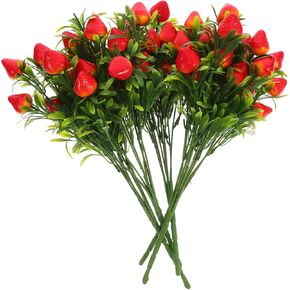 Garneck 5pcs Simulated Strawberry Fake Strawberry Fruits Strawberry Branch Fake Fruit Branches Strawberry Faux Flowers Strawberry Bouquet Home Decor Party Decorations PVC Plant Props