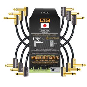 WORLDS BEST CABLES 6 Units - 9 Inch - Pedal, Effects, Patch, instrument cable CUSTOM MADE using Mogami 2319 wire & Eminence Tiny Gold-Plated Angled TS Connectors