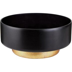 47th & Main Modern Decorative Glass Bowl Home Décor for Table, 8" Dia x 3.75" H, Black/Gold