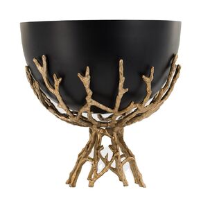 A & B Home 11.4 in H Small Soft Gold/Black Aluminum Twig Bowl, Home Accent Décor