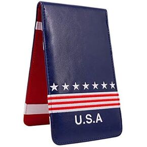 Craftsman Golf USA Star Red Stripes Blue Pu Leather Scorecard & Yardage Holder Cover Also available Customized Name Version