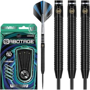 Winmau Sabotage Onyx 22g Tungsten Steeltip Darts Set with Prism Flights and Shafts (Stems)