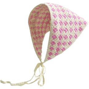 Crochet Bandana Head Kerchief Knitted Hair Scarf Boho Vintage Headbands Triangle Hair Tie Handmade Floral Hair Headwrap in Kuwait