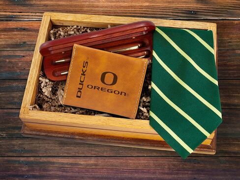 NCAA University of Oregon Ducks Men’s Tri Fold Brown Wallet- Premium 10 Pocket Laser-Engraved Team Logo on Vegan Leather- Minimalist Design, Flip ID Window, Credit Card Holder- Ideal Men’s Gift in Saudi Arabia