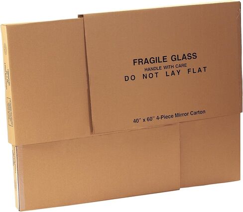 Partners Brand Mirror Moving Boxes, 4-Piece Box, 40" x 60" x 3 1/2" 1 Piece of 40" x 60", Kraft (1 Set of 4 Pieces) (P40604PCMCMS) in Saudi Arabia