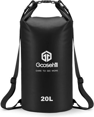 Goosehill Waterproof Bag 5L 10L 20L with Durable Plato 500D PVC Material, Floating Roll Top Dry Bag for Beach/Paddleboarding/Kayaking/Boating/Swimming/Fishing, 2 STRAPS in Saudi Arabia