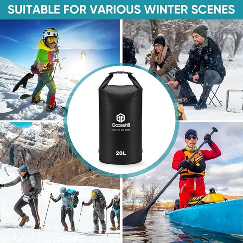 Goosehill Waterproof Bag 5L 10L 20L with Durable Plato 500D PVC Material, Floating Roll Top Dry Bag for Beach/Paddleboarding/Kayaking/Boating/Swimming/Fishing, 2 STRAPS in Saudi Arabia