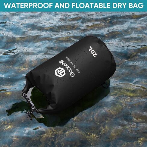 Goosehill Waterproof Bag 5L 10L 20L with Durable Plato 500D PVC Material, Floating Roll Top Dry Bag for Beach/Paddleboarding/Kayaking/Boating/Swimming/Fishing, 2 STRAPS in Saudi Arabia