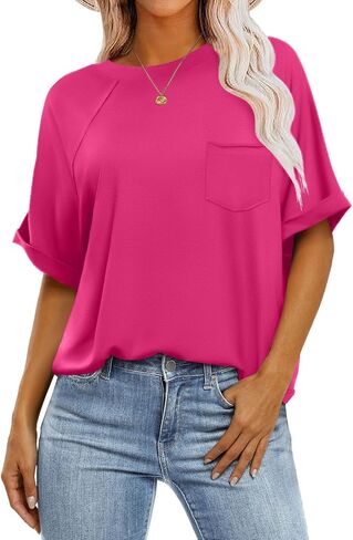 RUBZOOF المرأة تي شيرت عادية كم قصير فضفاض قمصان مناسبة الصيف Crewneck بلايز تيز موضة 2024 in Saudi Arabia