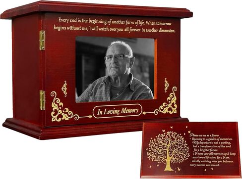 Cremation Memorial Urns for Human Ashes Adult Male Female, Funeral Memorial Urns for Ashes with Photo Frame, Wooden Urns Box and Casket for Men Women, Holds Up to 250 LBS. (Tree of Life) in Saudi Arabia