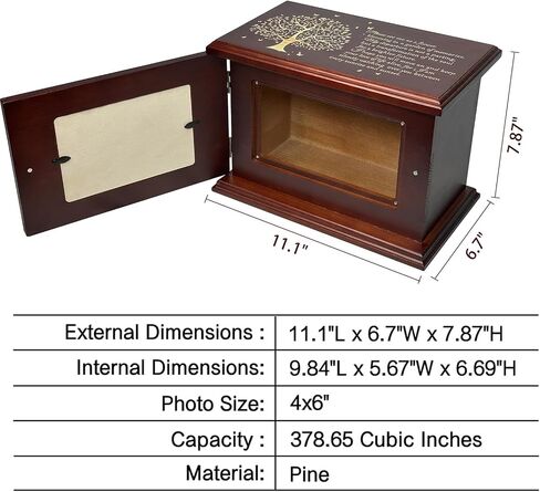 Cremation Memorial Urns for Human Ashes Adult Male Female, Funeral Memorial Urns for Ashes with Photo Frame, Wooden Urns Box and Casket for Men Women, Holds Up to 250 LBS. (Tree of Life) in Saudi Arabia