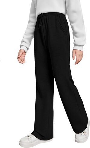 SweatyRocks Girl's Drawstring Waist Straight Leg Sweatpants Solid Workout Joggers with Pockets in Saudi Arabia