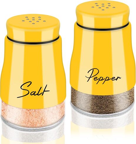 Salt and Pepper Shakers Set,5 oz Cute Glass Bottom Salt Shaker with Stainless Steel Lid for Kitchen Gadgets Black and White Christmas Kitchen Decor Wedding Housewarming Gift (Black + White) in Saudi Arabia