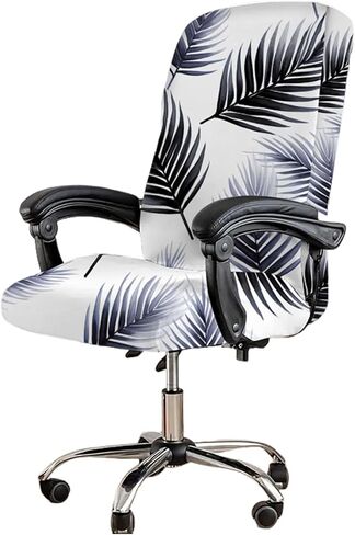 HAOYONG Office Chair Covers Stretch Computer Chair Slipcovers Soft Desk Chair Cover Printed Boss Chair Covers Universal Rotating Chair Cover Removable Washable Seat Covers for Office Chairs - Large in Saudi Arabia