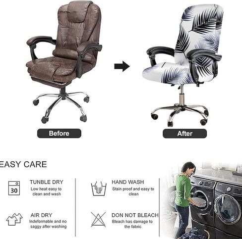 HAOYONG Office Chair Covers Stretch Computer Chair Slipcovers Soft Desk Chair Cover Printed Boss Chair Covers Universal Rotating Chair Cover Removable Washable Seat Covers for Office Chairs - Large in Saudi Arabia