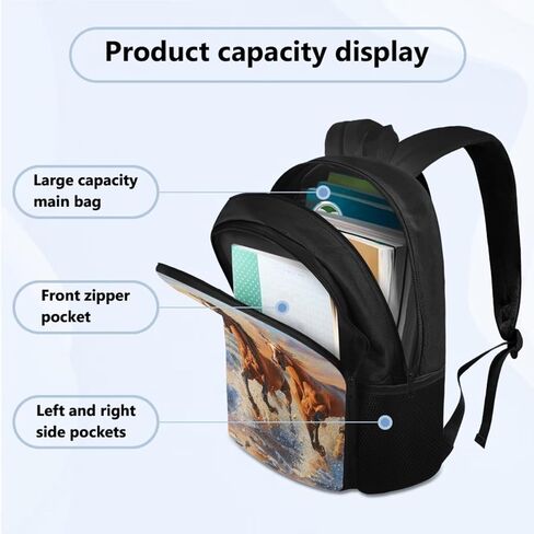 Cool Horse Bookbag Set for School Girls Elementary Kindergarten Backpack for Boys with Lunch Box Pencil Case 3 Pcs Set 1st 2nd 3rd Grade School Backpack Set Lightweight Schoolbag in Saudi Arabia