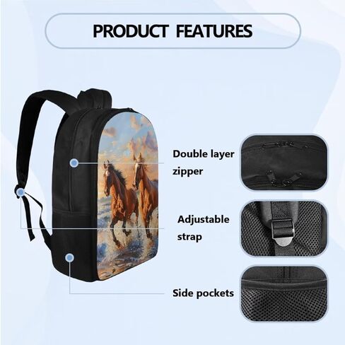 Cool Horse Bookbag Set for School Girls Elementary Kindergarten Backpack for Boys with Lunch Box Pencil Case 3 Pcs Set 1st 2nd 3rd Grade School Backpack Set Lightweight Schoolbag in Saudi Arabia