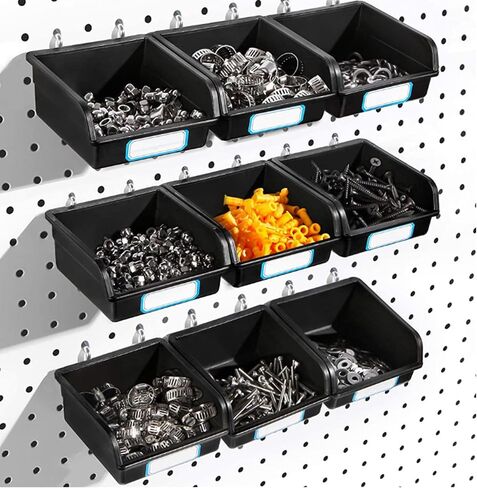 20 عبوة من صناديق Pegboard مع خطاف معدني وملصقات، وملحقات لوحة Pegboard لصناديق العمل السوداء، ومنظم أدوات Pegboard للأجهزة، وغرفة الحرف اليدوية، ومستلزمات الهوايات in Kuwait