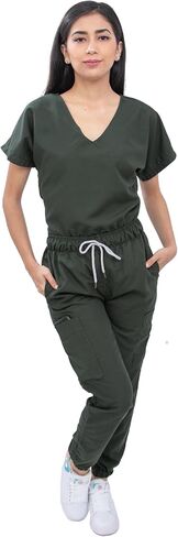 Scrubs - Women Antifluid Jogger Surgical Scrub Set - V-Neck, Cargo Pockets, Soft-to-Touch Fabric in Saudi Arabia