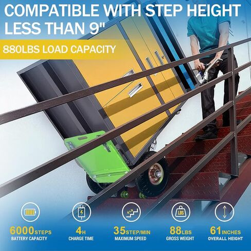 Electric Stair Climbing Dolly, 1200W Powered Electric Stair Climbing Hand Trucks Dolly Cart for Moving, 880lb Capacity Heavy Duty Stair Climber in Saudi Arabia