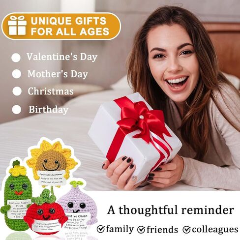 هدية عباد الشمس من الكروشيه، زهور دعم عاطفي إيجابي مع بطاقة ملهمة، هدايا لطيفة إيجابية لأشعة الشمس للنساء قطعة واحدة in Kuwait