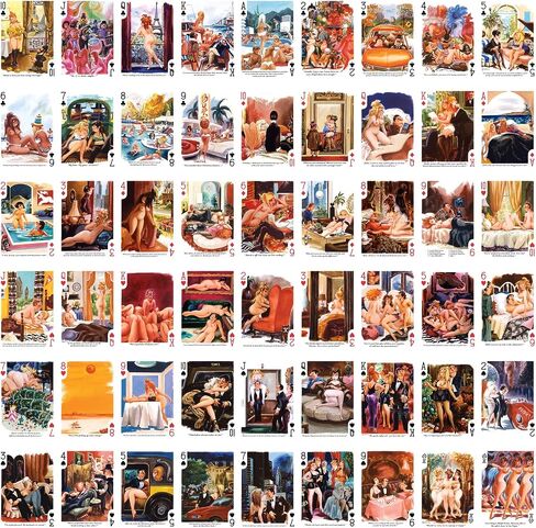 أوراق لعب الرسوم المتحركة للبالغين (لعبة البوكر 54 جميعها مختلفة) مجلة Vintage Retro Man pinup رسوم كاريكاتورية مضحكة in Kuwait
