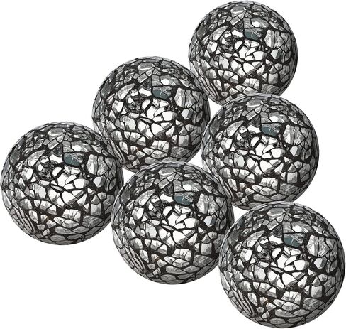 6 Pieces Decorative Orbs Set 2.4 Inch Glass Mosaic Sphere Balls Centerpiece Balls Bowls Vases Dining Table Decor - Black in Saudi Arabia