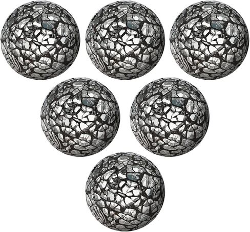 6 Pieces Decorative Orbs Set 2.4 Inch Glass Mosaic Sphere Balls Centerpiece Balls Bowls Vases Dining Table Decor - Black in Saudi Arabia
