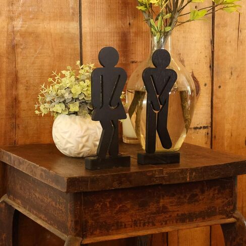 Set of 3 Farmhouse Bathroom Decor Signs Rustic Wooden Restroom Decorative Signs with A Potted Artificial Plant in Saudi Arabia