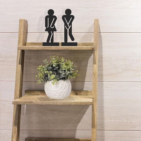 Set of 3 Farmhouse Bathroom Decor Signs Rustic Wooden Restroom Decorative Signs with A Potted Artificial Plant in Saudi Arabia