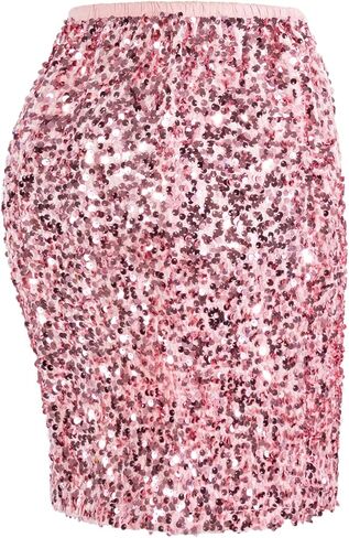 تنورة نسائية مزينة بالترتر لامعة وقابلة للتمدد، تنانير قصيرة ضيقة للحفلات الليلية in Kuwait