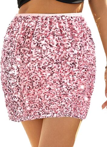 تنورة نسائية مزينة بالترتر لامعة وقابلة للتمدد، تنانير قصيرة ضيقة للحفلات الليلية in Kuwait