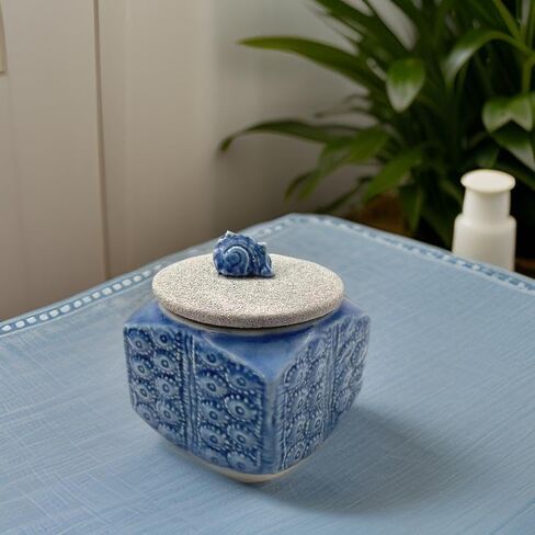 The Bridge Collection 3.5" Jar With Conch Shell- Nautical Ceramic Jar For Bathroom Decor- Coastal Trinket Jar For Bedroom- Sea Shell Canister- Nautical Jar For Shelf Decor- Housewarming Gift in Saudi Arabia