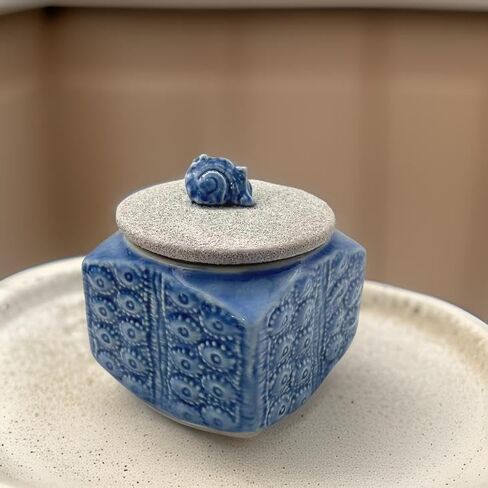 The Bridge Collection 3.5" Jar With Conch Shell- Nautical Ceramic Jar For Bathroom Decor- Coastal Trinket Jar For Bedroom- Sea Shell Canister- Nautical Jar For Shelf Decor- Housewarming Gift in Saudi Arabia