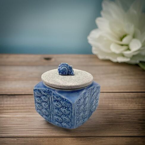 The Bridge Collection 3.5" Jar With Conch Shell- Nautical Ceramic Jar For Bathroom Decor- Coastal Trinket Jar For Bedroom- Sea Shell Canister- Nautical Jar For Shelf Decor- Housewarming Gift in Saudi Arabia