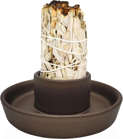 Sage Holder, Sage Holder for Burning, Ceramic Smudge Bowl with Ash Catcher for Meditation Space (Sage Not Included) (Golden) in Saudi Arabia