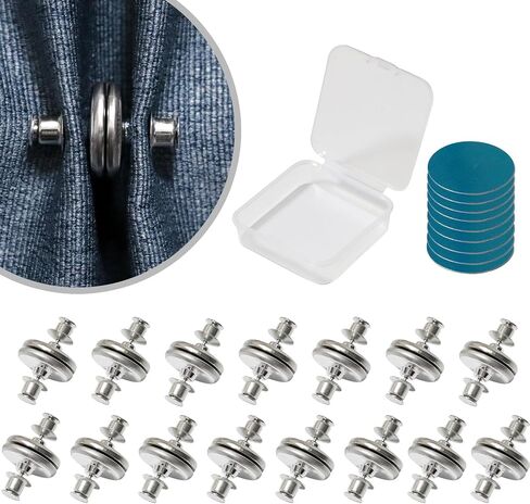 8Piars Curtain Magnet Closure Silver Magnetic Curtain Clips with 4 Self-Adhesive Patch Strong Magnetic Curtain Buckle to Keep Curtains Closed Prevents Light Leakage for Curtain Drapes in Saudi Arabia
