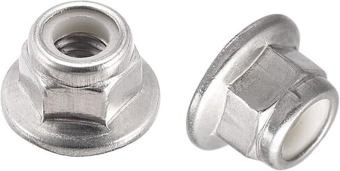 uxcell M5 Nylon Insert Hex Lock Nuts with Flange, 304 Stainless Steel, Plain Finish, 25pcs in Saudi Arabia