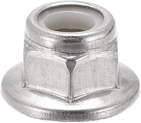 uxcell M5 Nylon Insert Hex Lock Nuts with Flange, 304 Stainless Steel, Plain Finish, 25pcs in Saudi Arabia
