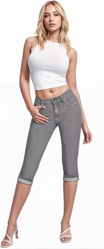 Hybrid & Company Women's Stretchy Slim Fit Denim Capri Jeans in Kuwait