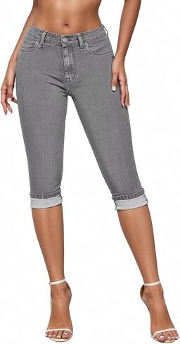 Hybrid & Company Women's Stretchy Slim Fit Denim Capri Jeans in Kuwait