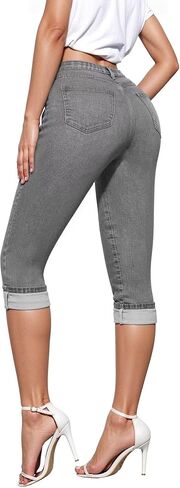 Hybrid & Company Women's Stretchy Slim Fit Denim Capri Jeans in Kuwait
