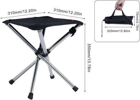 1 PC Folding Stool,Portable Fishing Stool Picnic Stainless Steel Load-Bearing 150kg Folding Stool(Large) in Saudi Arabia