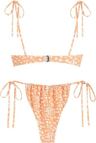 ZAFUL المرأة Underwire مجموعة البكيني الأزهار طباعة قابل للتعديل التعادل الذاتي ملابس السباحة 2 قطعة لباس سباحة الرباط ملابس السباحة in Saudi Arabia