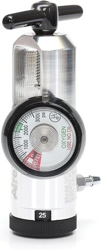 منظم الأكسجين 0-25LPM، معدل التدفق CGA-870 - يتضمن مفتاح ربط، و5 أختام غسالة نير نحاسية، وموصلين دوارين لأنابيب الأكسجين - تصميم مقبض مريح - فضي in Kuwait