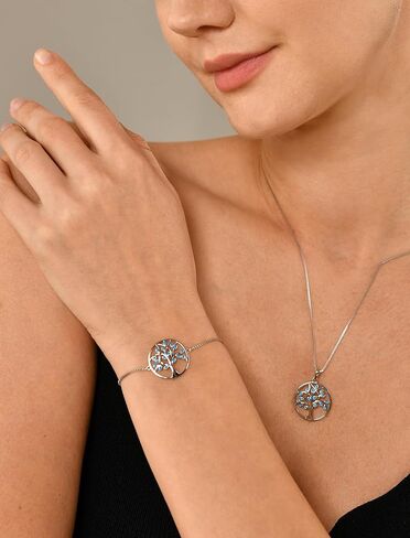 YL 925 Sterling Silver Bracelet Tree of Life Bracelets Cubic Zirconia Created Emerald Tree Jewelry Link Bracelet Gifts in Kuwait