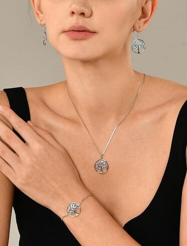 YL 925 Sterling Silver Bracelet Tree of Life Bracelets Cubic Zirconia Created Emerald Tree Jewelry Link Bracelet Gifts in Kuwait