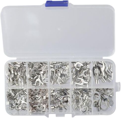 FEIYING 320pcs Ring Terminals Fork Connector Kit, AWG 22-12 Wire Lugs Battery Cable Terminals, 10 Kinds Non-Insulated Wire Connectors Fork Terminal Electrical Wire Crimp Connectors Kit in Saudi Arabia