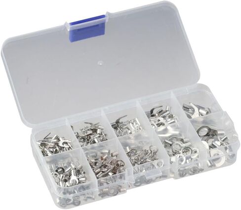 FEIYING 320pcs Ring Terminals Fork Connector Kit, AWG 22-12 Wire Lugs Battery Cable Terminals, 10 Kinds Non-Insulated Wire Connectors Fork Terminal Electrical Wire Crimp Connectors Kit in Saudi Arabia